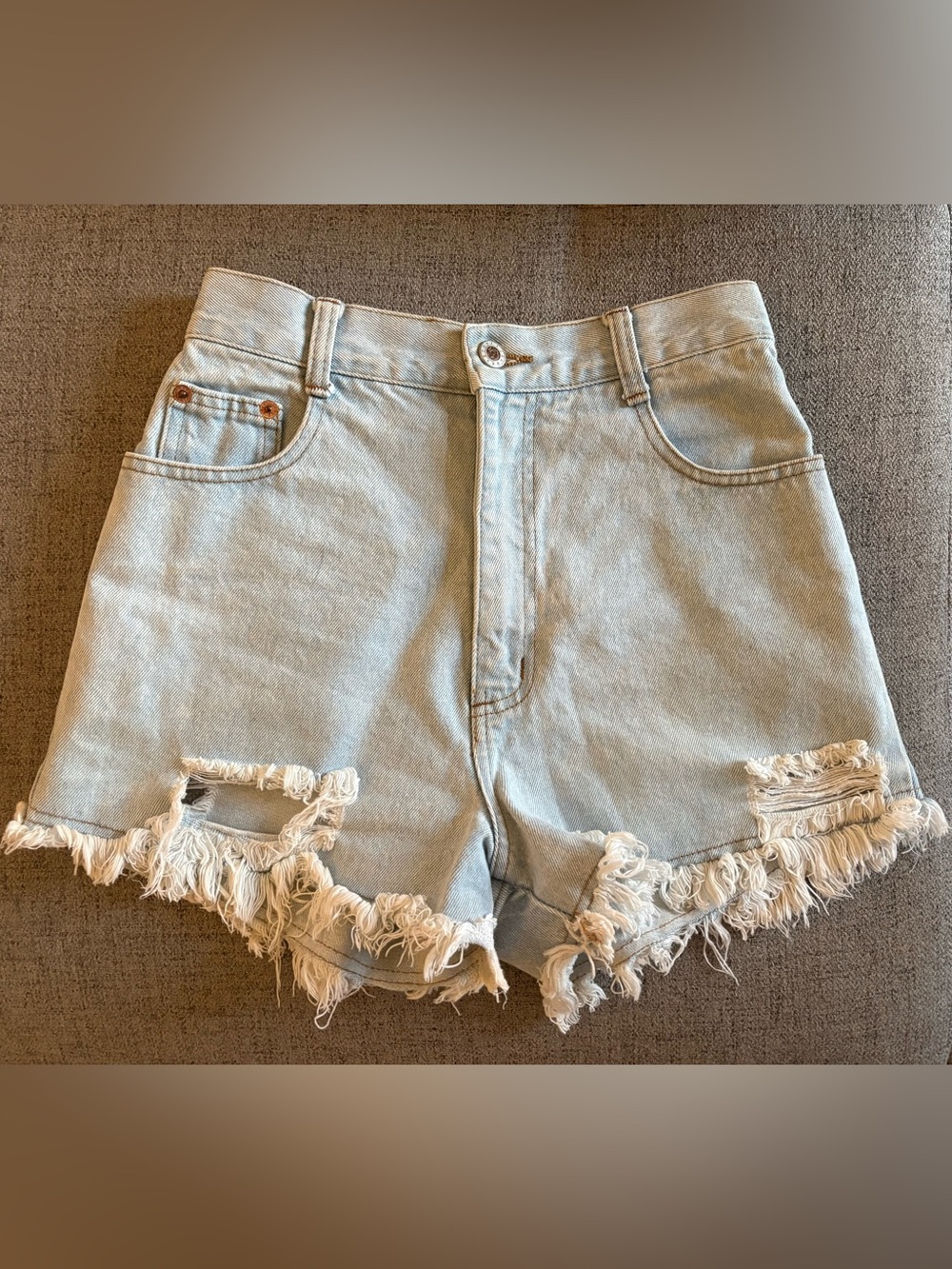 Vintage Steel Jeans Light Blue Distressed Denim Shorts - Women